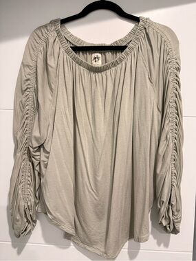 We The Free Sage Ruched Long Sleeve Blouse